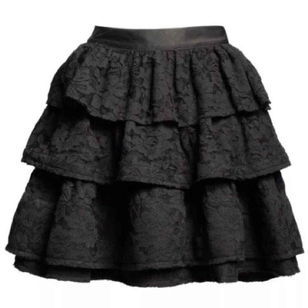 Lanvin x H&M Skirt Tiered Fit and Flare BLACK